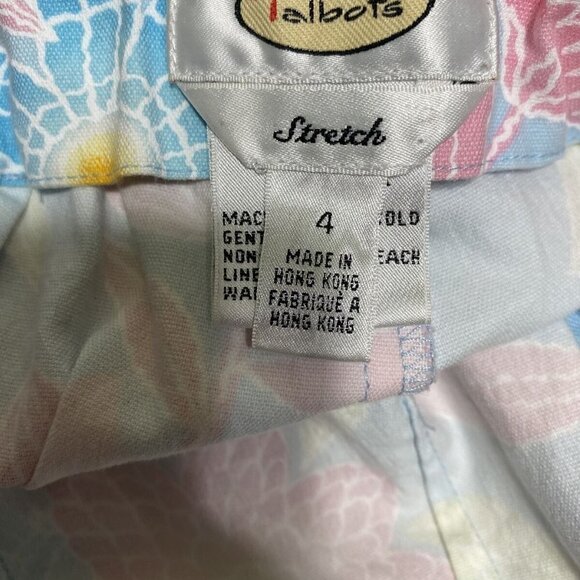 Talbots Blue Multi Floral Capris Stretch Women's‎ Pants with Side Zipper Sz 4 - Picture 5 of 8